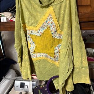 Easel Olive and Mustard Star Hoodie